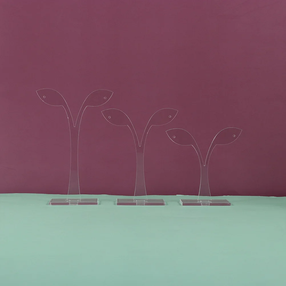 

5Pcs Acrylic Jewelry Display Racks Leaf Shaped Carved Ear Stud Holders Practical Stands Decorative Display for Earrings Neck