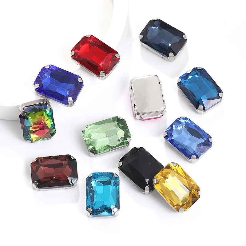 Rectangle Sewing Rhinestones Bulk Wholesale Sew On Crystals For Needlework Glass Diamond White Claw Rhinestone Stone Accessories