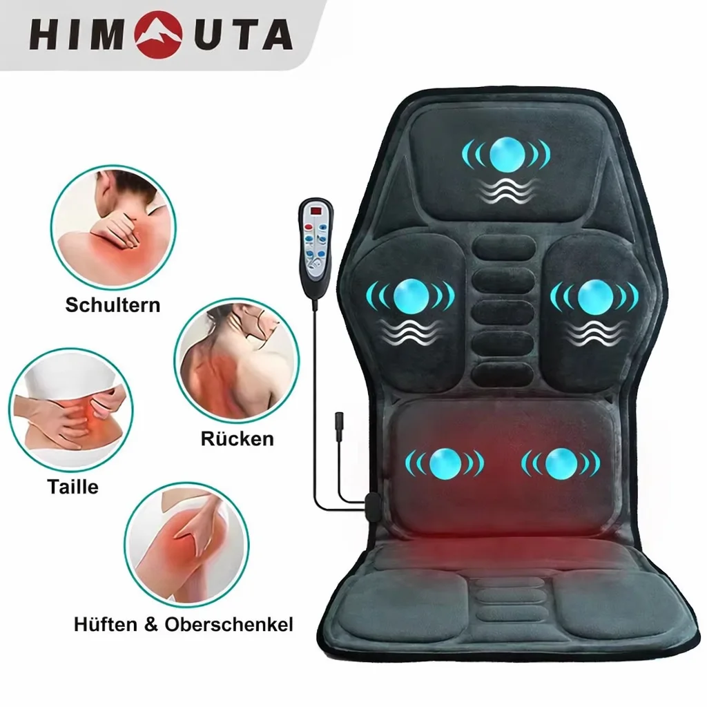 Massage-Sitzkissen mit Heizfunktion, Ganzkörper-Vibration, Rückenmassage-Sitzkissen für Männer & Frauen, Verwendung zu Hause, im Büro, im Auto, Geschenk.