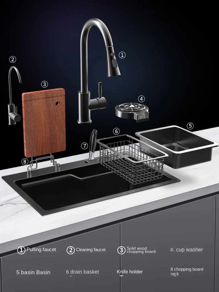 Imagem -03 - Handmade Kitchen Nano Sink Debaixo da Mesa Grande Slot Único Lavatório de Legumes com Faca Aço Inoxidável 304