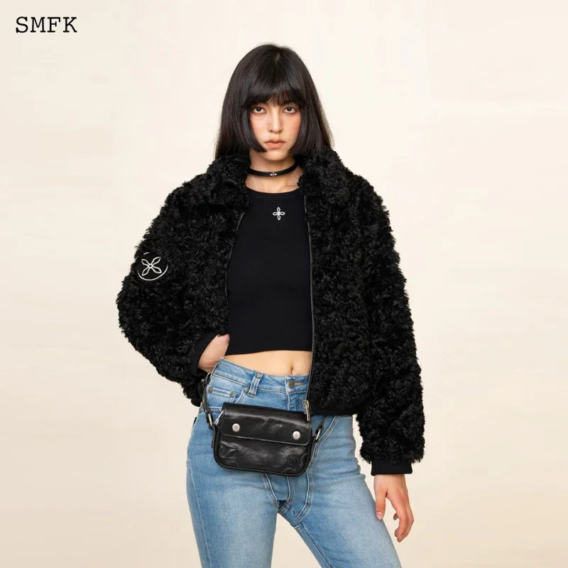 SMFK Adventure Chain Shoulder Bag Vintage Cowhide Waist Bag Cross Flower Stud Fashion Handbag for Women\'s 2023 New Shoulder Bag