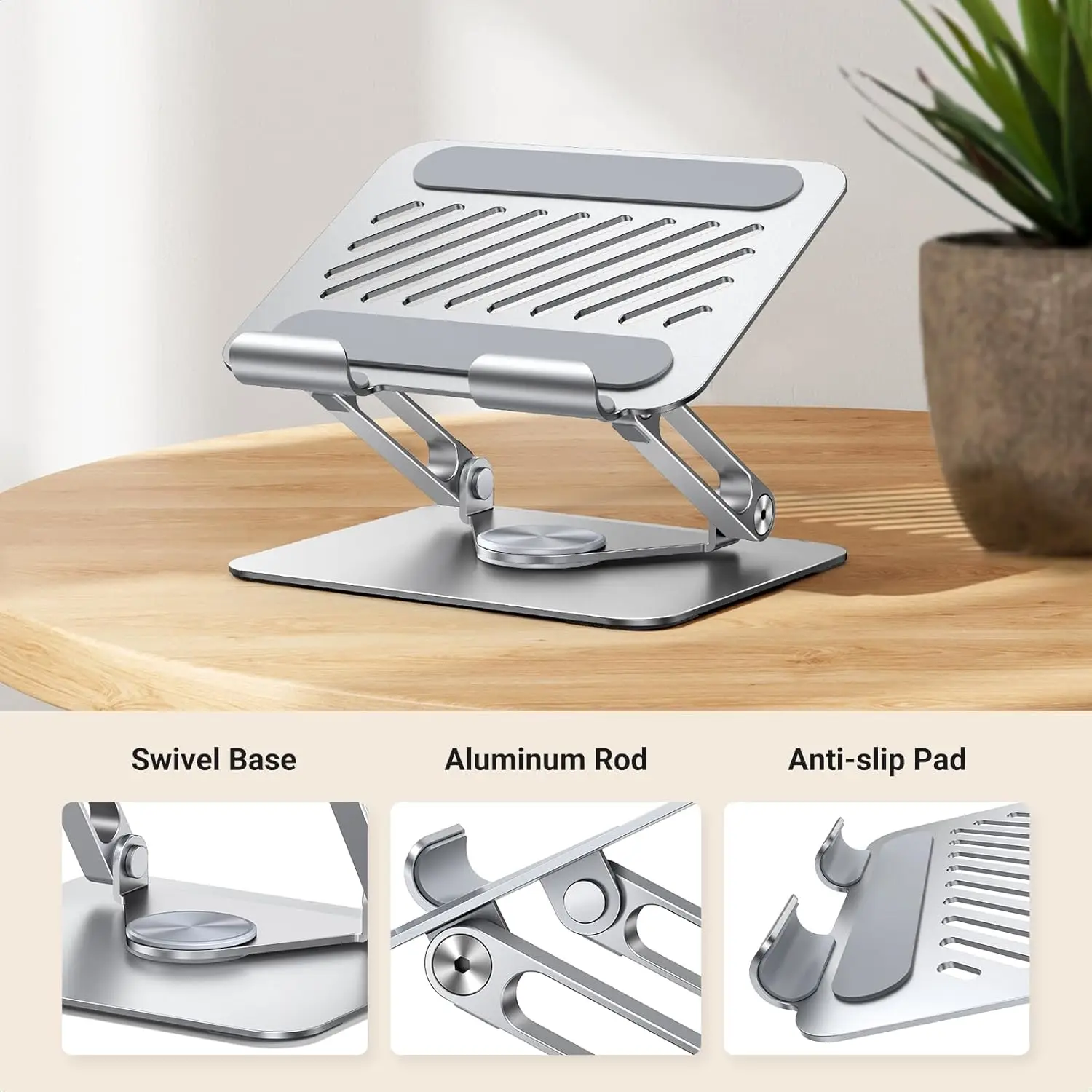 UGREEN Aluminum Tablet Stand 360 Rotating Base Dual Rod Support Adjustable Compatible iPad Pro 13/12/11/Air Mini 5/4/3