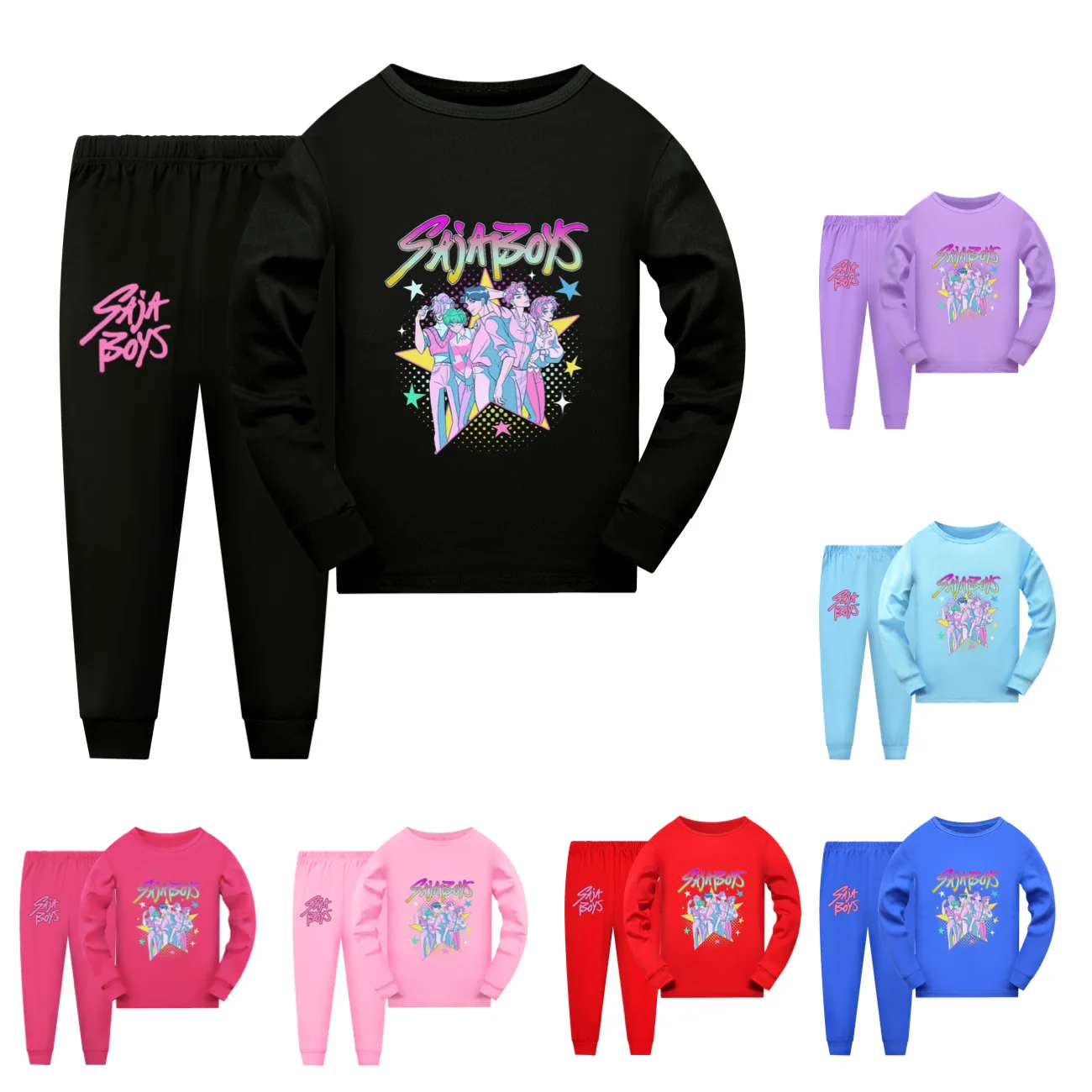 

Kpop Demon Hunters Huntrix Saja Boys Christmas Themed Kids Pajama Set Long Sleeve Fashionable Boys Girls Sleepwear