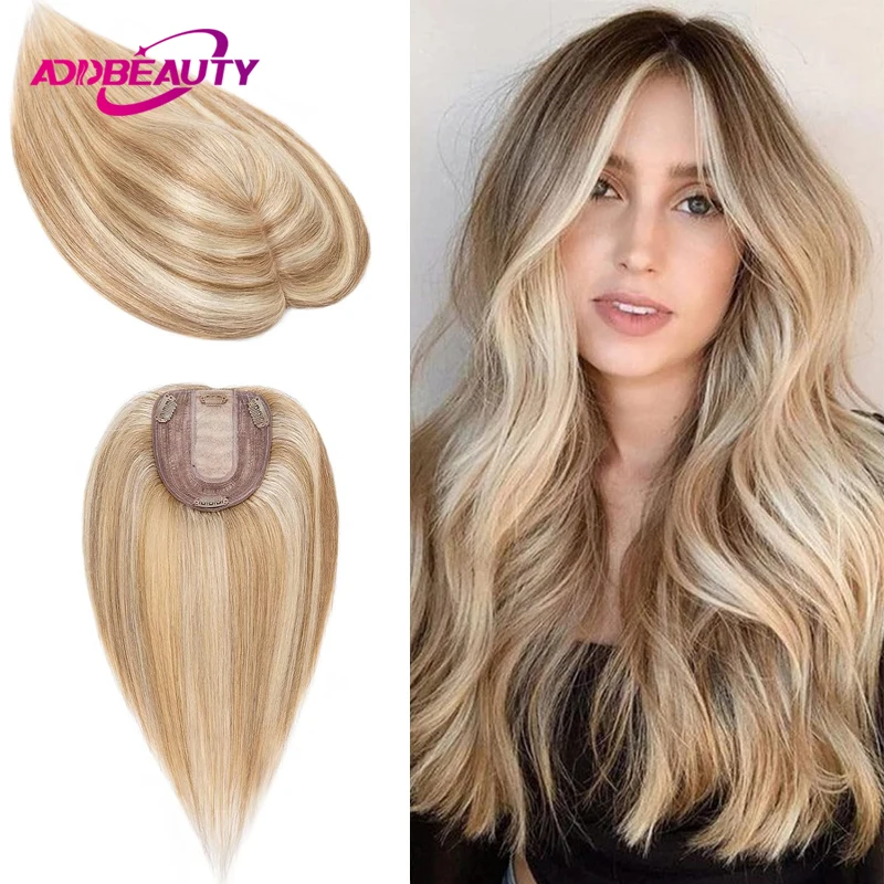 3x8 Silk Top Women Toupee Human Hair Wigs Straight Clips in Human Hair Extension Silk Base Women Hair System Hairpiece With Bang