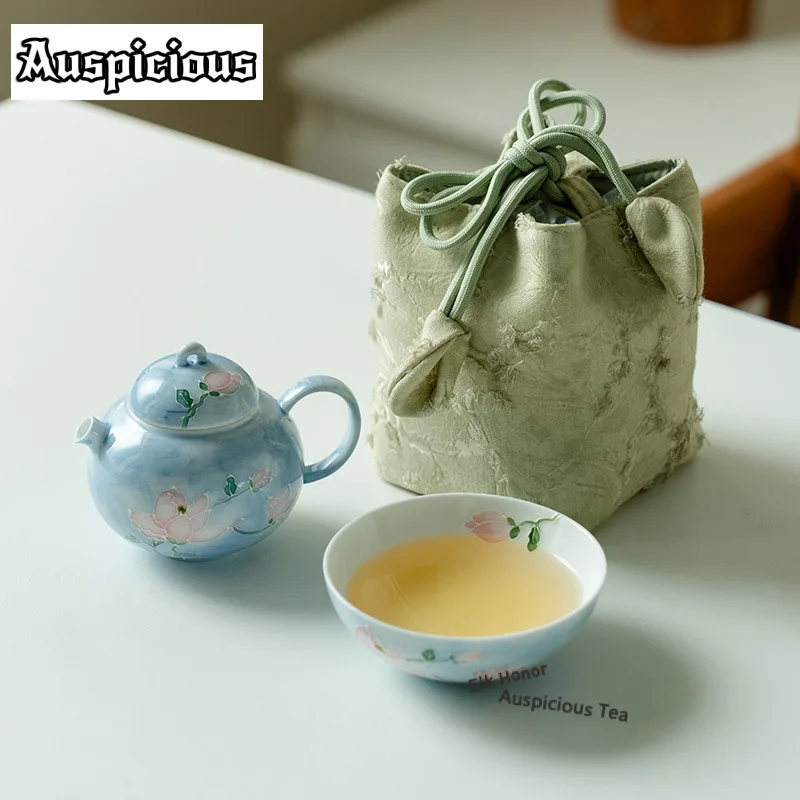 

Hand-painted Misty Magnolia Travel Tea Set Kit Retro 1 Pot 1 Cups Tea Making Organizer Portable Picnic Stock Bags Ornaments