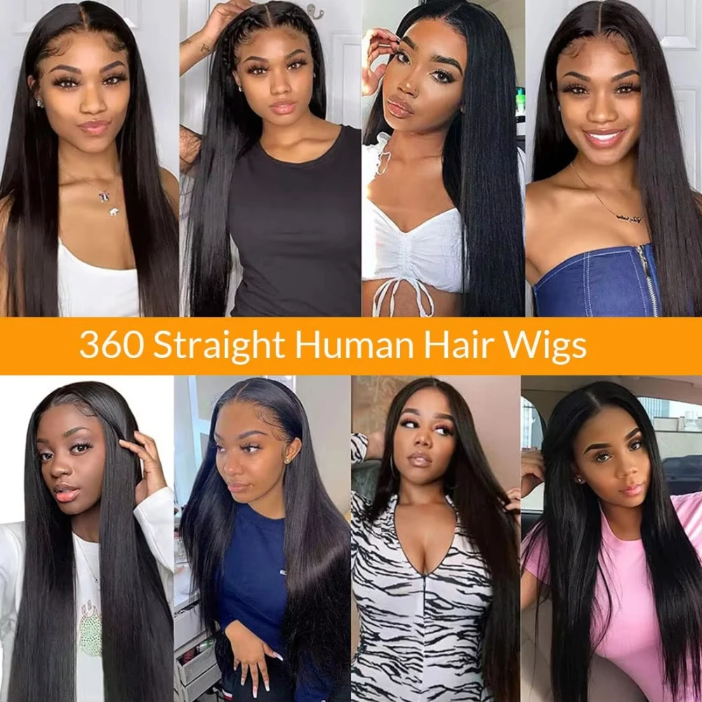 Full Lace Frontal Wig Human Hair Straight Glueless 360 Lace Frontal Wigs 180 Density Brazilian Straight Human Hair Wig 12-26inch