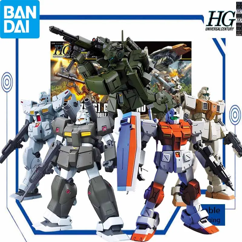 Bandai Original Model Kit Gundam HGUC GM Anime Action Figure Assembly Model