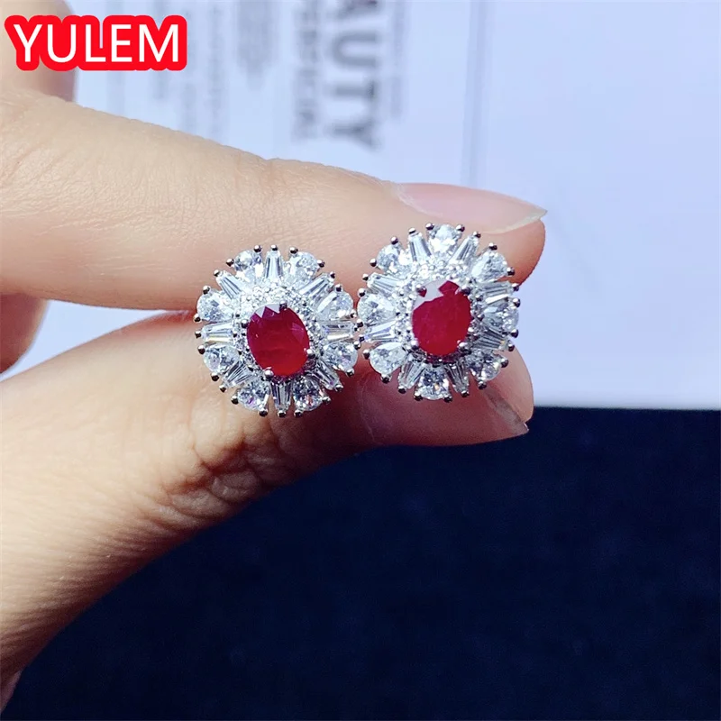 

Натуральные серьги с рубинами цвета голубиной крови, из настоящего серебра 925 пробы, изысканные модные свадебные украшения для женщин