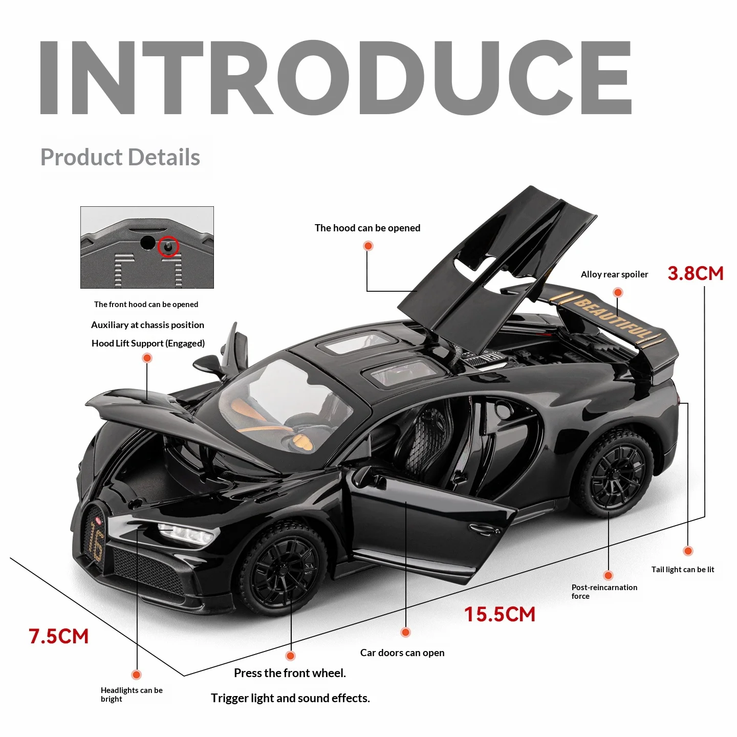 1:32 alloy die-cast Bugatti Chiron racing model simulation metal sports car ornaments boy toy car collectible gift