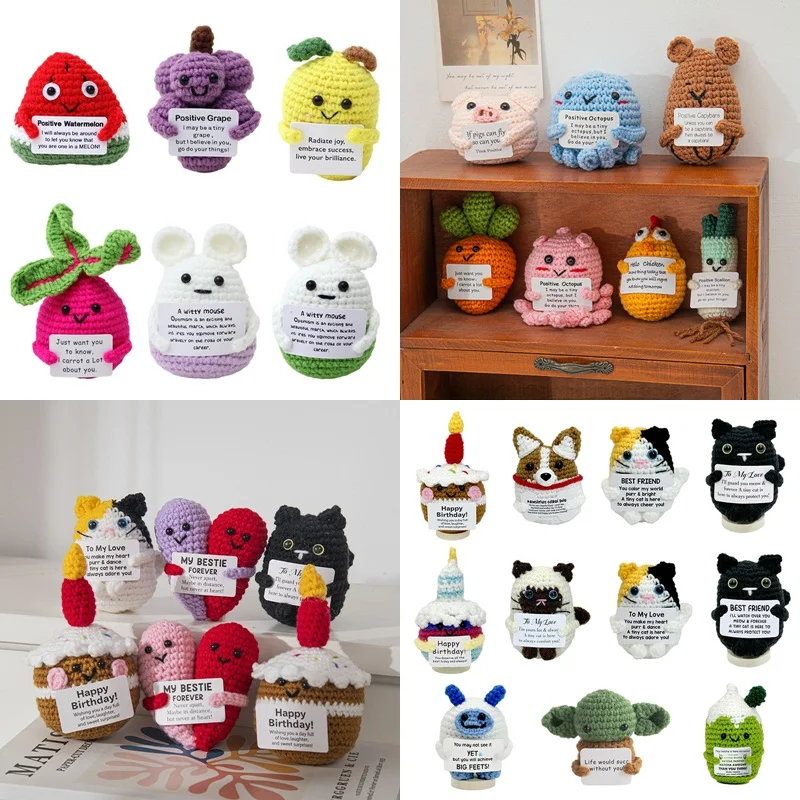 Muñeca de energía positiva de ganchillo, regalos de abrazo de bolsillo, adorno tejido hecho a mano, muñeca hecha a mano, regalos de Navidad de San Valentín, Navidad 2026