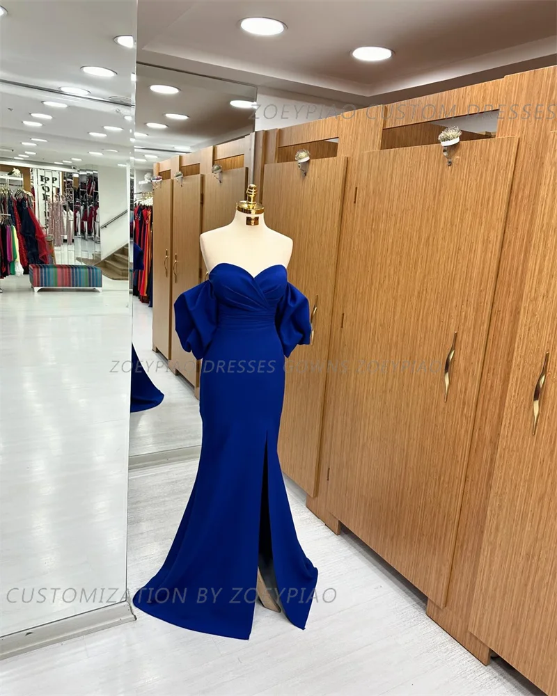 Royal Blue gaun pesta malam Formal antik wanita gaun malam pesta dansa leher V panjang lantai Panjang leher V untuk acara malam