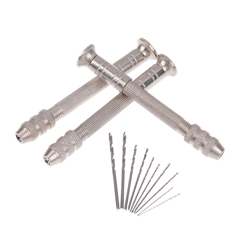 Zinc Alloy Mini Hand Drill Woodworking Tools Drilling Rotary Tool Manual Twist Drill Bit Watchmaker Pin Vice Watch Repair Tools