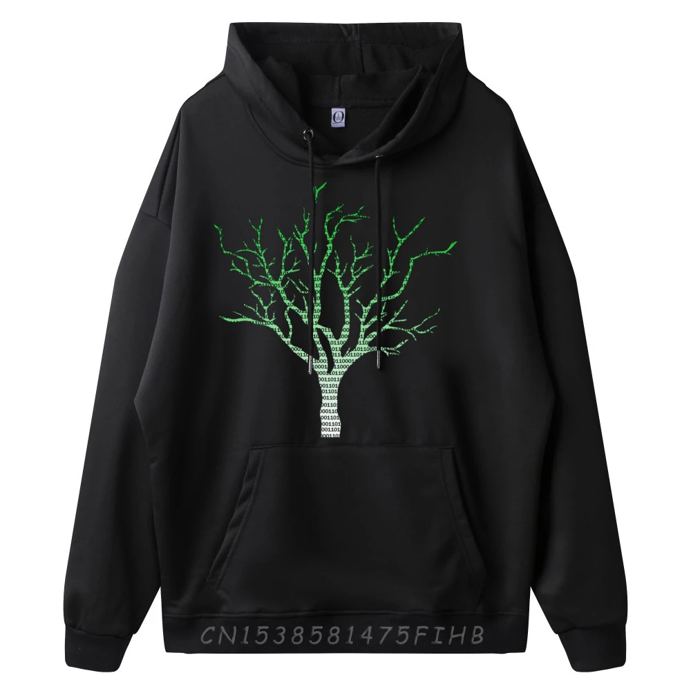 Binary Tree Computer Programmer Coding Plain Shirt Moderate elasticity Long Sleeve Hoodie Chinese Style