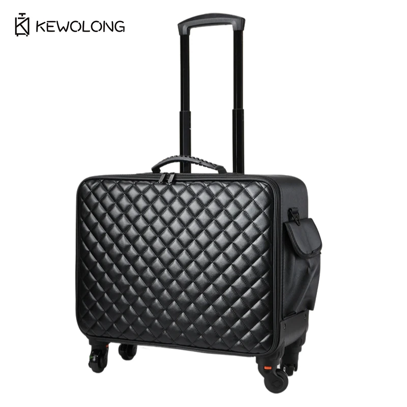 PU Leather Professional Makeup Rolling Trolley Case, Multi-functional Cosmetic Suitcase for Tattoo Nail Artist, Fast Shipping