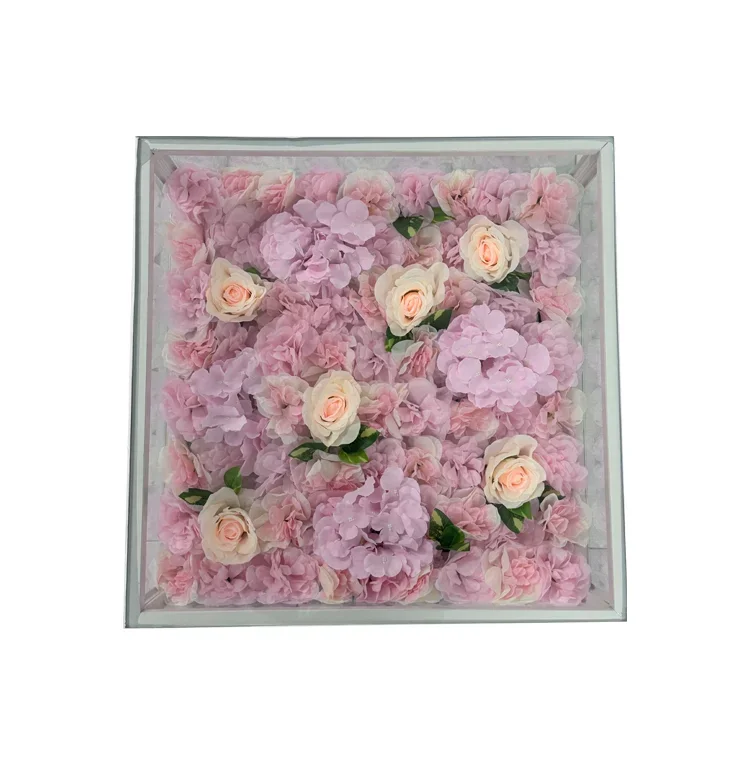 Flowers Mirror Wholesale LED Dance Floor Panel with Artificial Flowers For Wedding Party Bar