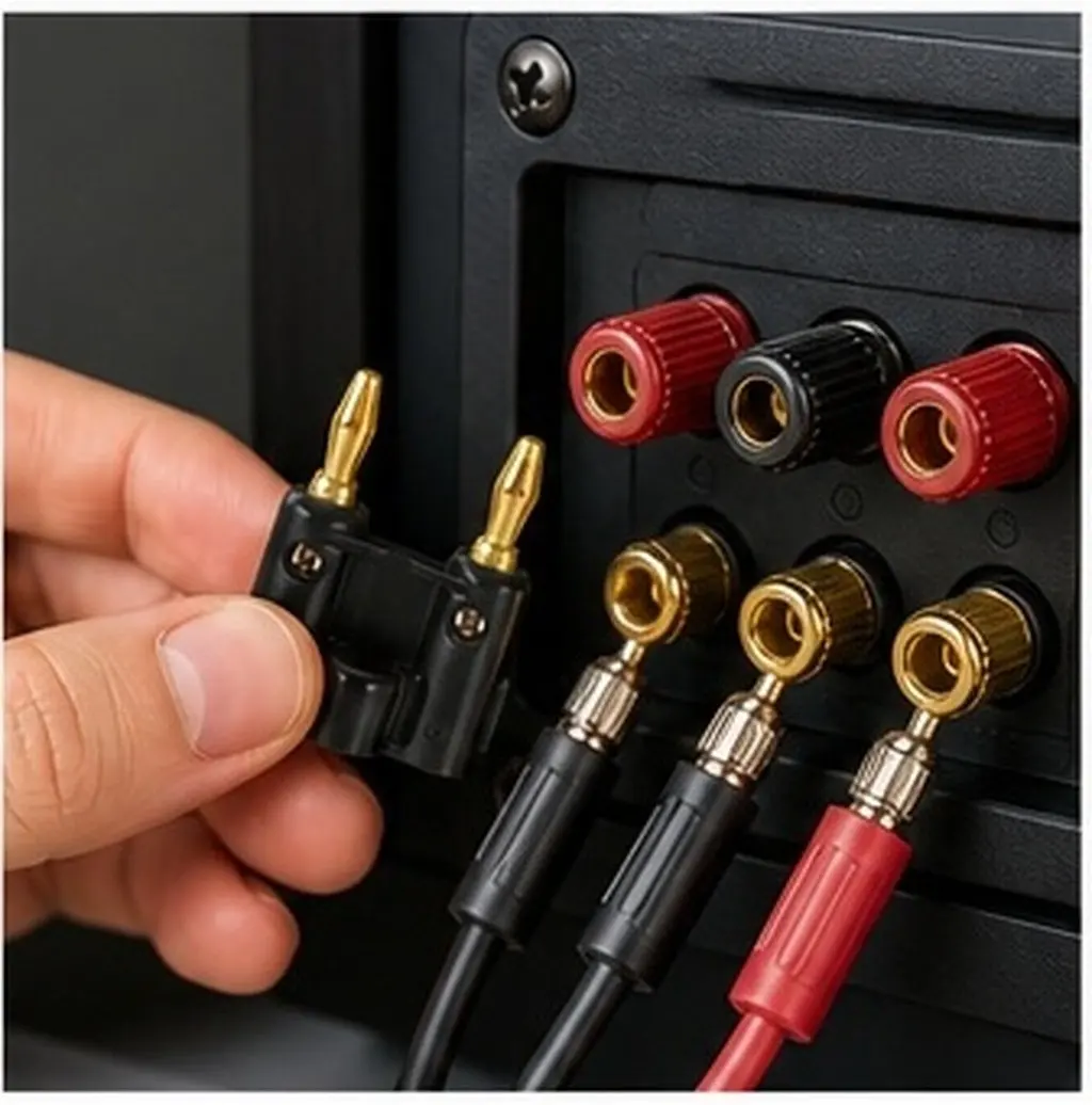 Double Banana Plug Speaker Connectors 5 Pack Secure Fit Dual Row Heavy Duty for Home Audio Theater Systems