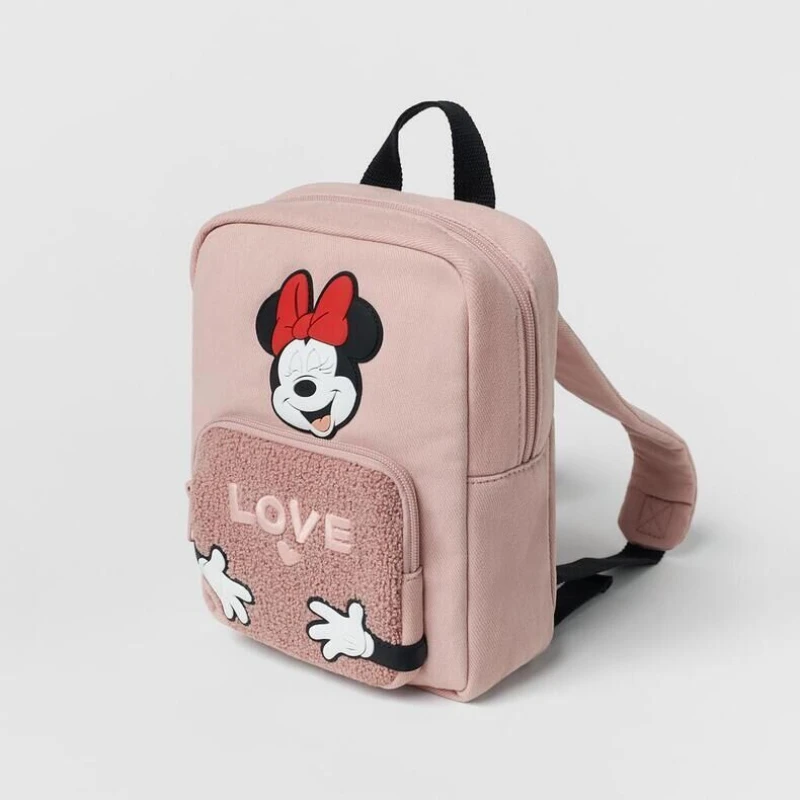 Disney cartoon Minnie Mouse New Kids Backpack Mini Minnie Schoolbag Girls and Boys Cute Shoulder Bag