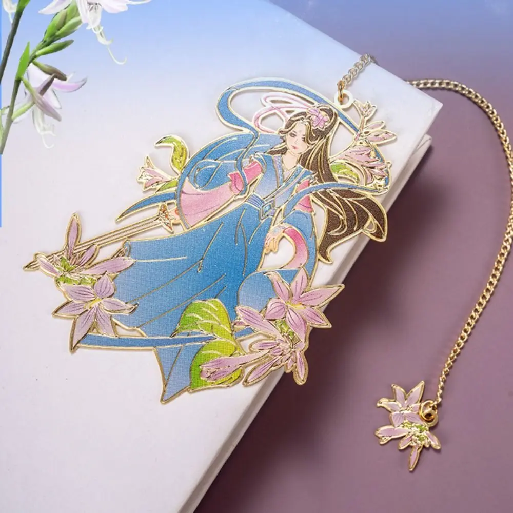 Retro-Lesezeichen aus Metall mit Quastenanhänger, hohler Buchclip, Blumenfee, Paginierungsmarkierung, Buchliebhaber