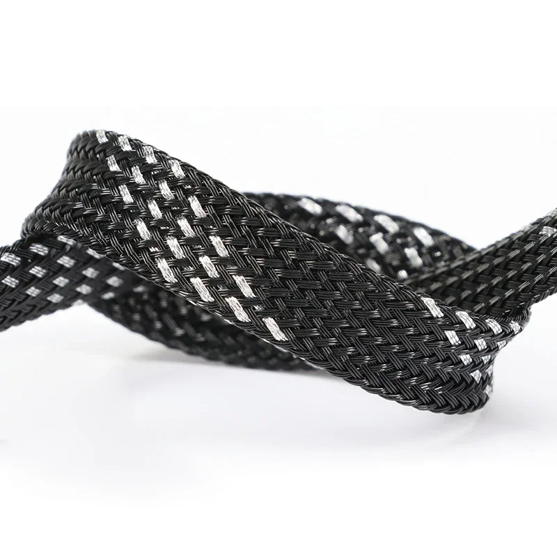 1~50m Black Silver PET Braid Sleeve 2/4/6/8/10/12/14/16/20/25mm High Density Snake Skin Cable Wrap Sheath For Electric Cables