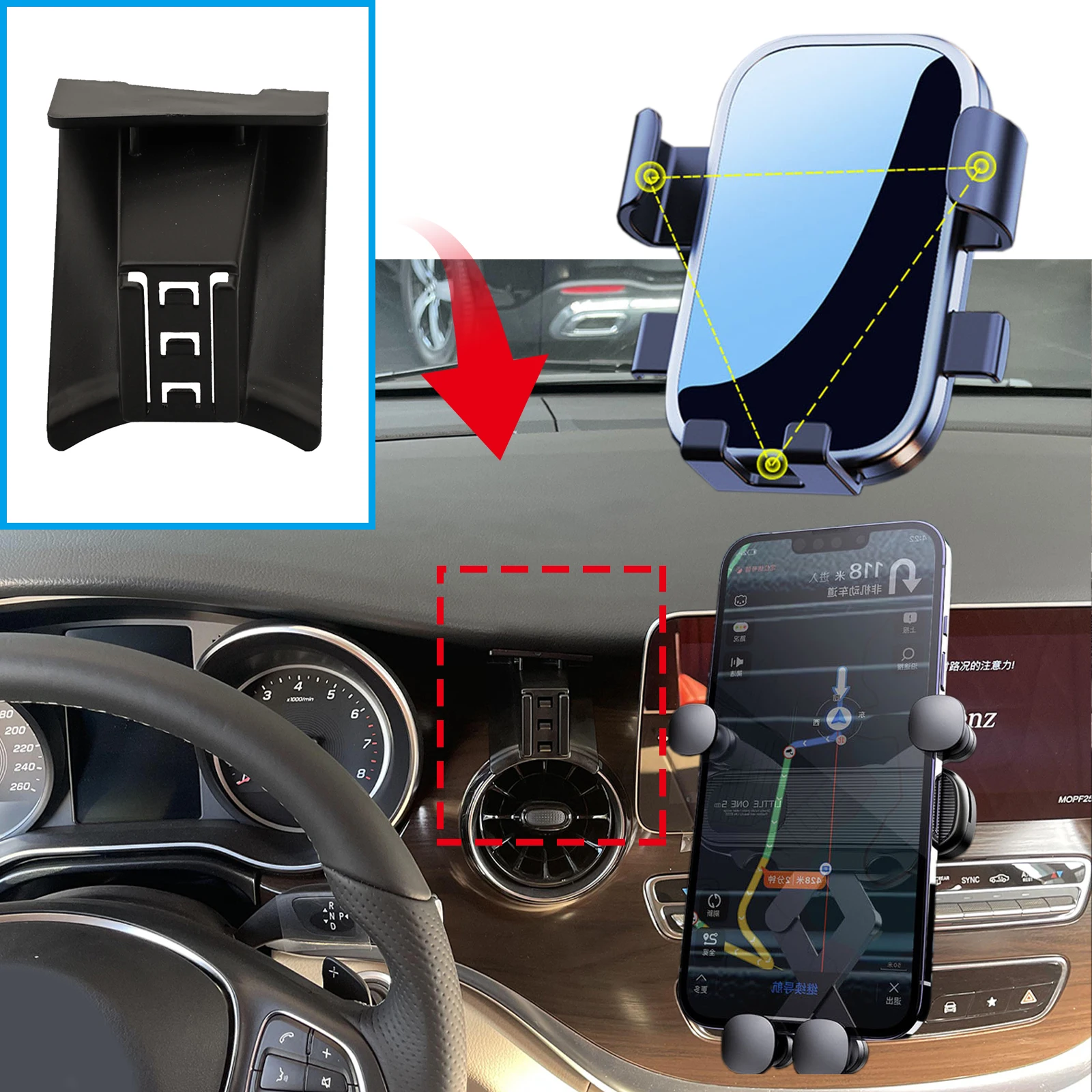 حامل هاتف السيارة المحمول لمرسيدس بنز V250 V260 W447 V Class 2016 ~ 2021 GPS قوس اكسسوارات الملاحة حامل السيارات #3