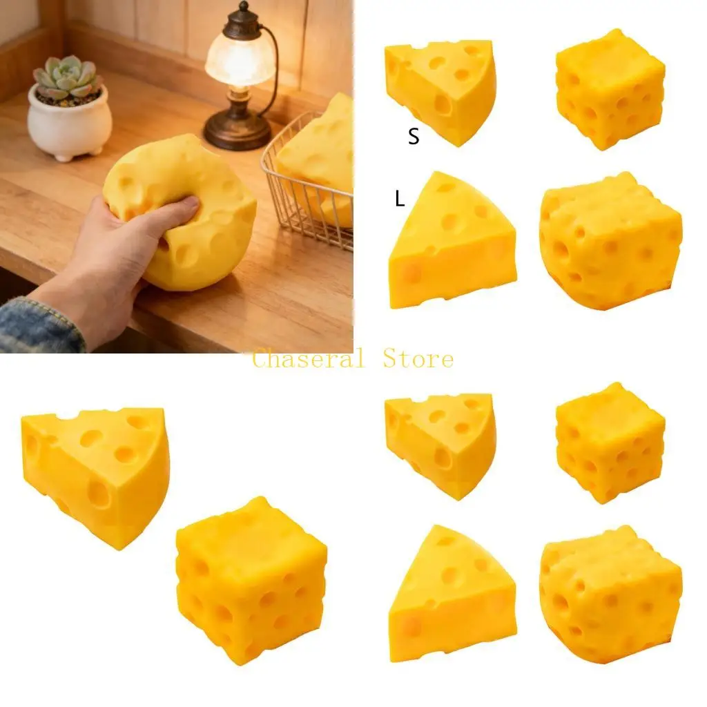 

E7CE 2Pcs Slow Rebounds Squeeze Cheese Stress Ball Simulation Cheeses Squeeze Toy For Relaxation And Play Enduring