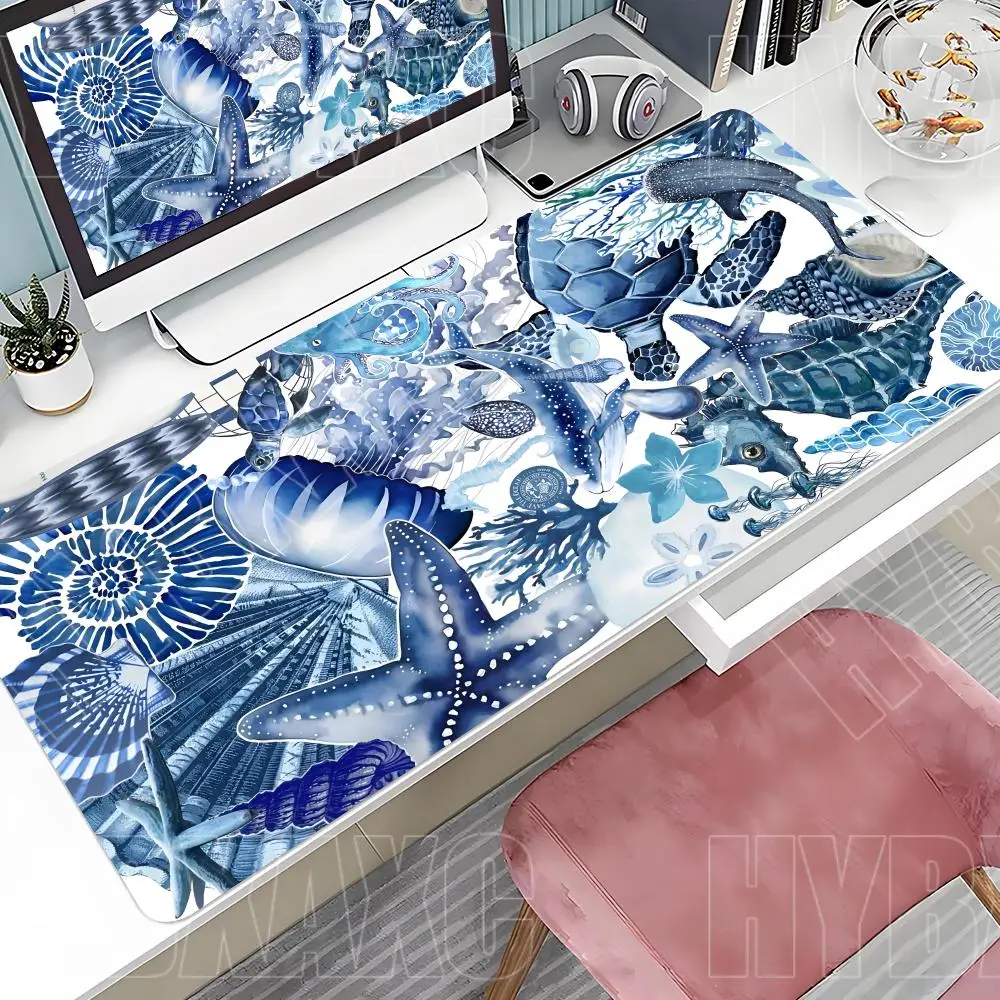 

Нескользящий коврик для мыши с морской черепахой, большой игровой коврик для мыши, HD-принт, коврик для клавиатуры, коврик для ноутбука, компьютера, стола, коврик для мыши с запирающимся краем, ковер