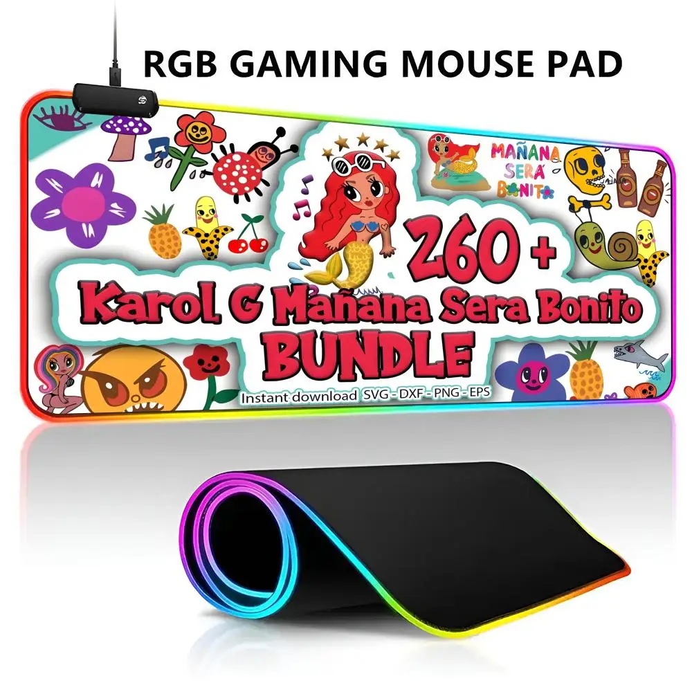 

Karol G Manana Sera Bonito RGB светодиодный игровой коврик для мыши, водостойкий большой ковер для геймерской мыши, большой коврик для клавиатуры Mause, коврик для ПК, стол для игр