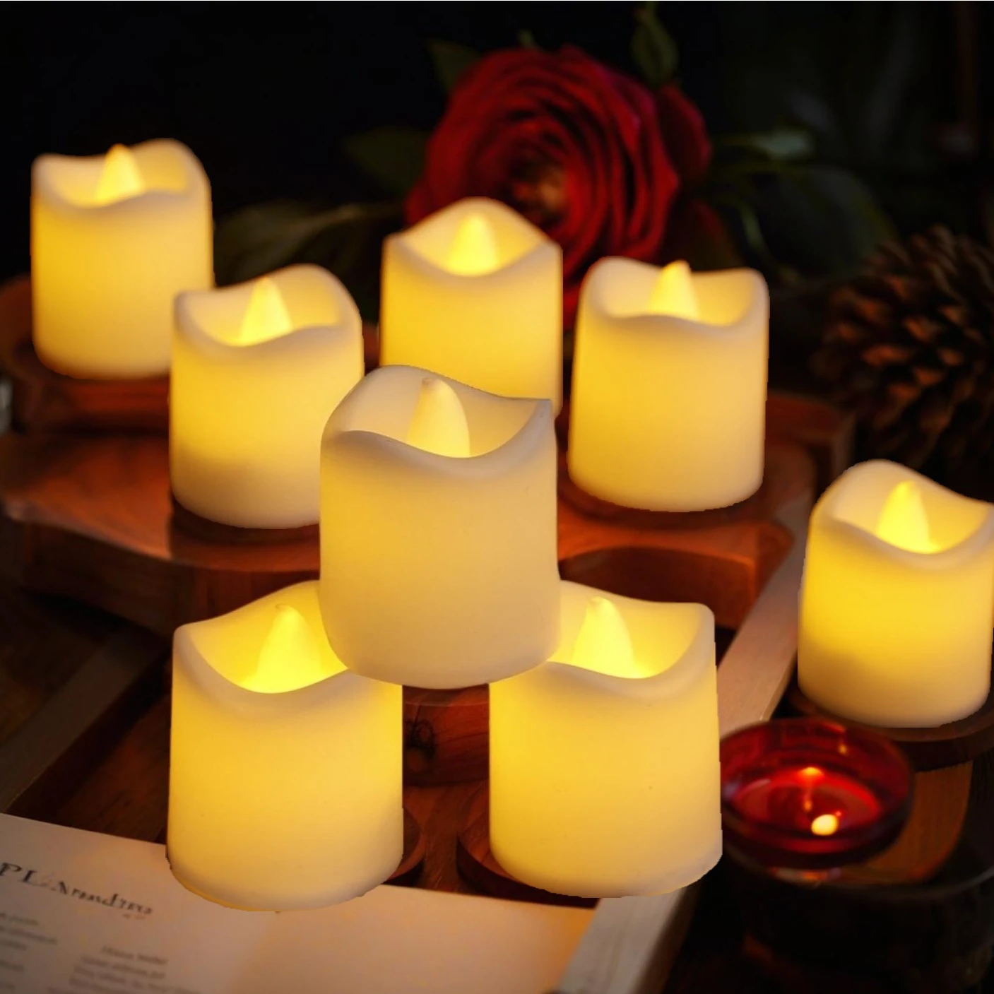 24/48 pçs sem chama led luzes de vela alimentado por bateria criativo desejando lâmpada chá branco quente halloween casamento decoração natal