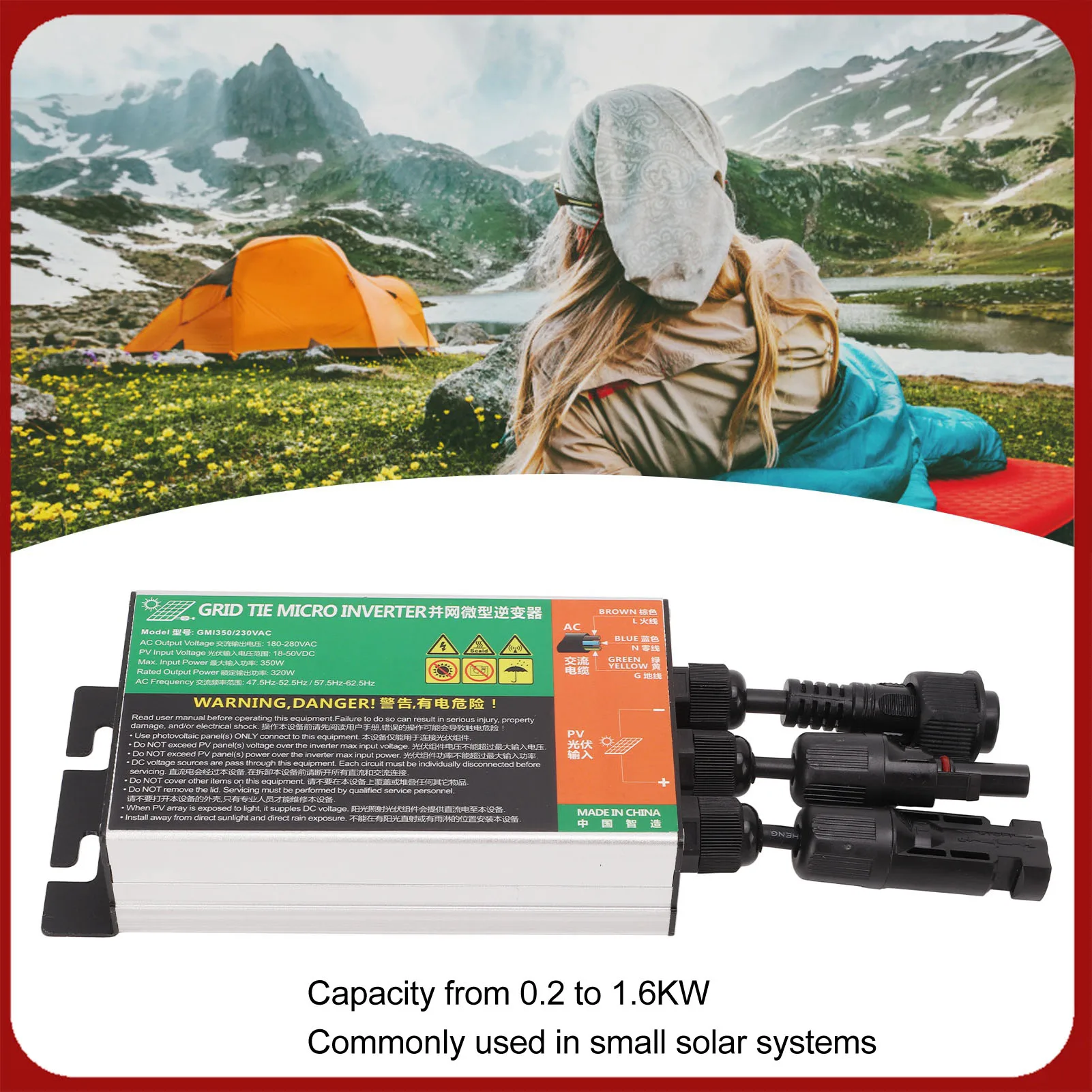 

350W Solar Power Inverters Solar Inverter 350W 230V MPPT Grid Connected IP55 Sine Waving Inverter for Small Solar Systems