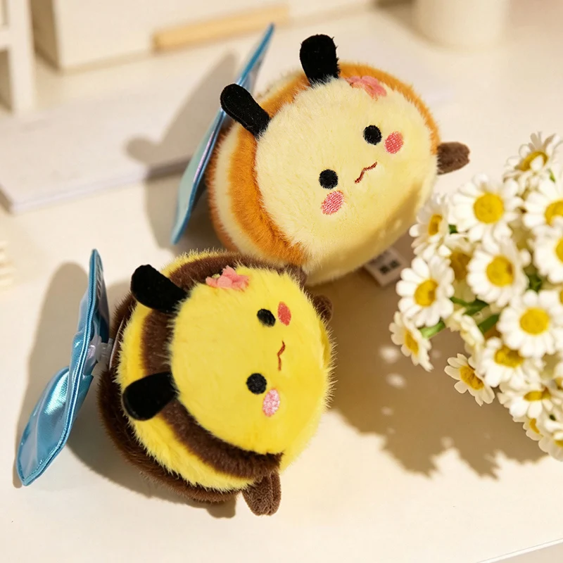 Honey Bee Plush Toy Standard Flower Accent Styles Pull String Flapping Wings Interactive Mini Insect Desk Companion