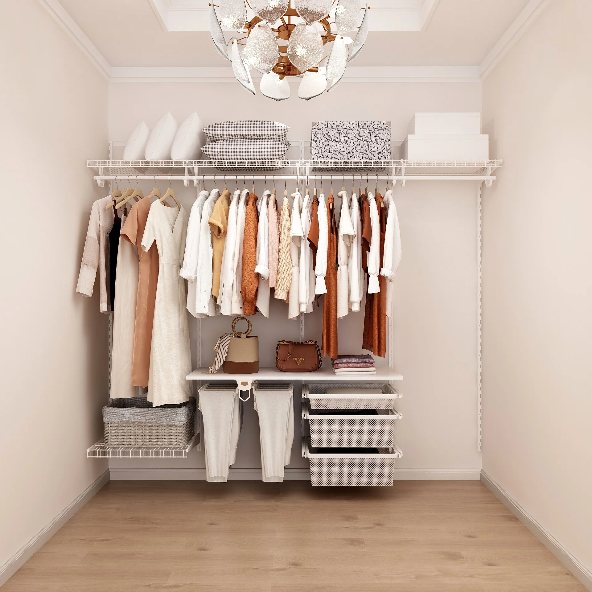 Iron Wall Mounted Home Storage Closet Organization With Multiple Tiers For Wardrobe And Bathroom Storage