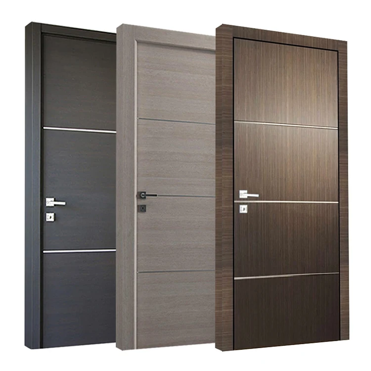 Interior room water proof door design modern home hotel waterproof wpc solid wooden doors with accessories