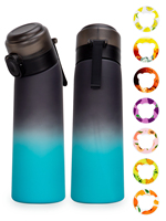 1pc 650ml Flavored Water Bottle with Random 1 Flavour Pods Air Water Bottle Frosted Black Air Camping Fitness Sport Cup