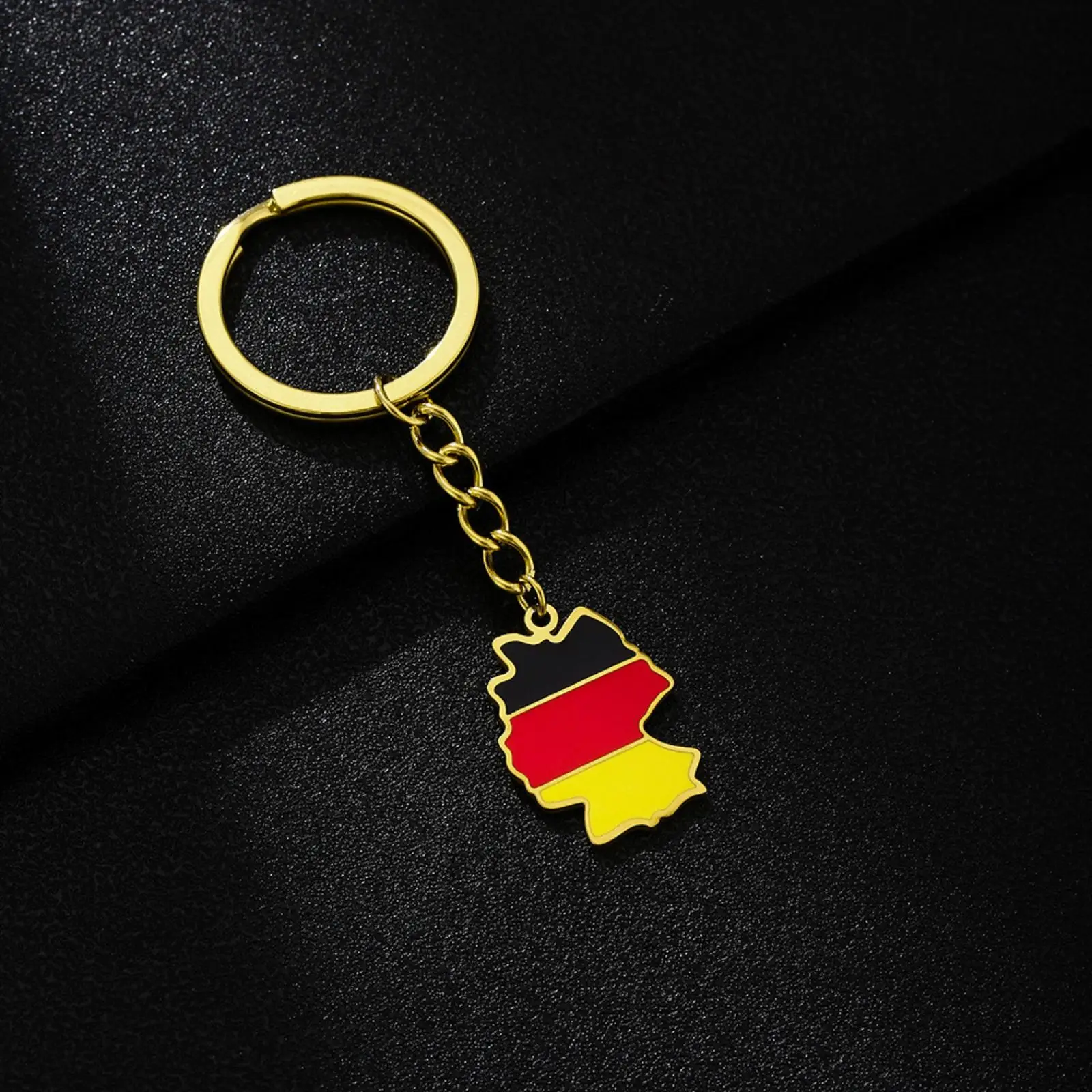 Deutschland-Kartenflaggen-Schlüsselanhänger aus Edelstahl, Metall-Nationalkarten-Anhänger, Schlüsselring, Souvenir-Geschenk für Männer und Frauen – Detail 5