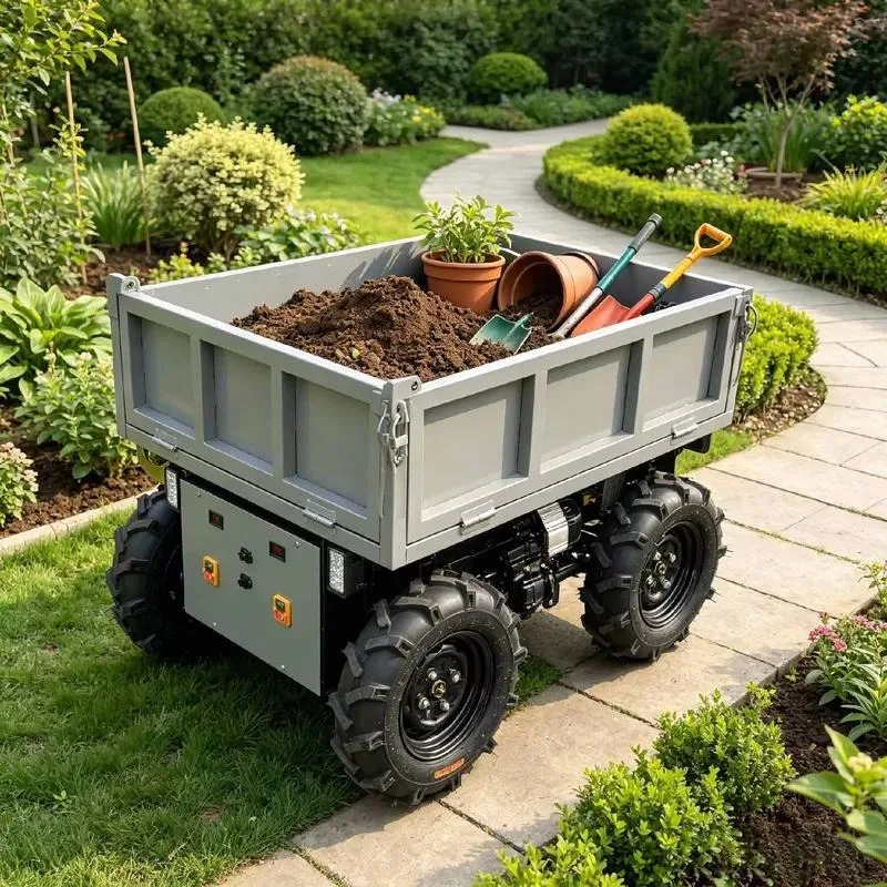 K600 Hydraulic Electric Mini Dump Truck 4WD Micro Transporter Small Garden Power Trolley Agricultural