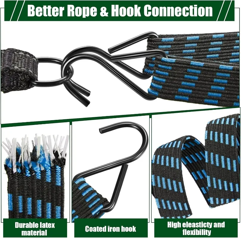 1–2 Meter verstellbarer Gummiseil-Gürtelhaken, robuster, elastischer langer Bungee-Sprunggurt, rostfreie Gepäckseil mit Metallschnalle – Detail 5