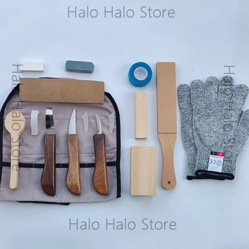 North American black walnut walnut wood carving knife wood carving knife cloth bag set wood sharpener