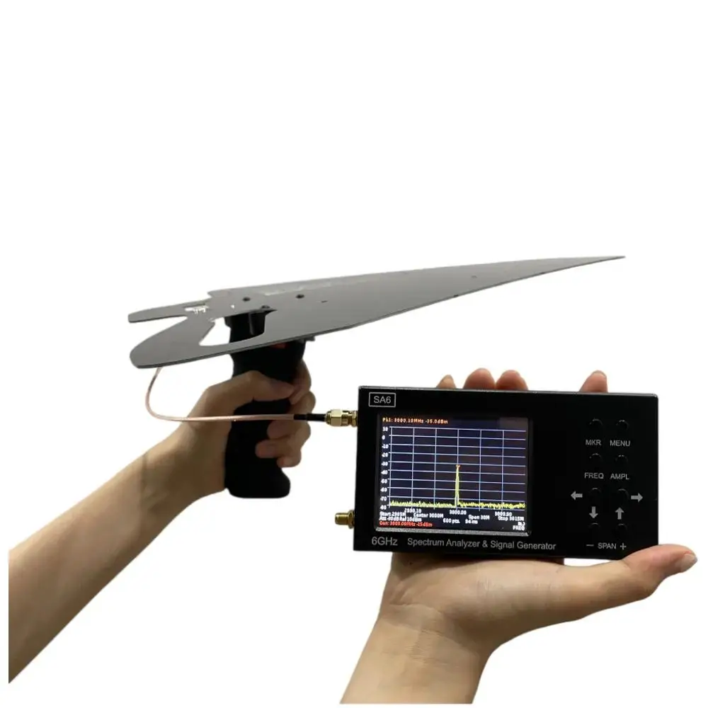 HT4 Handle Logarithmic Periodic Antenna 400MHz-4000MHz High Gain 8dBi (typical) VSWR ≤ 1.5 Maximum Input Power 20W SMA Connector