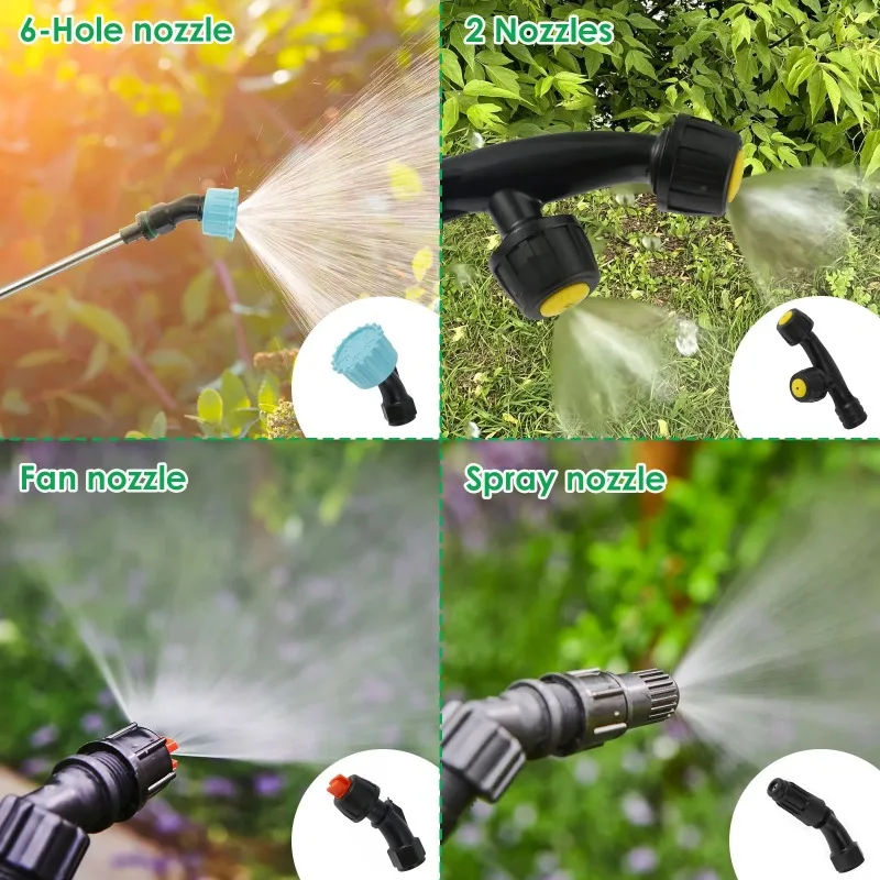

2000mAh Battery Powered Sprayer With 4 Mist Nozzles 5/8L Garden Weed Sprayer Pump With Shoulder Strap Wand 2 Water Filling Holes