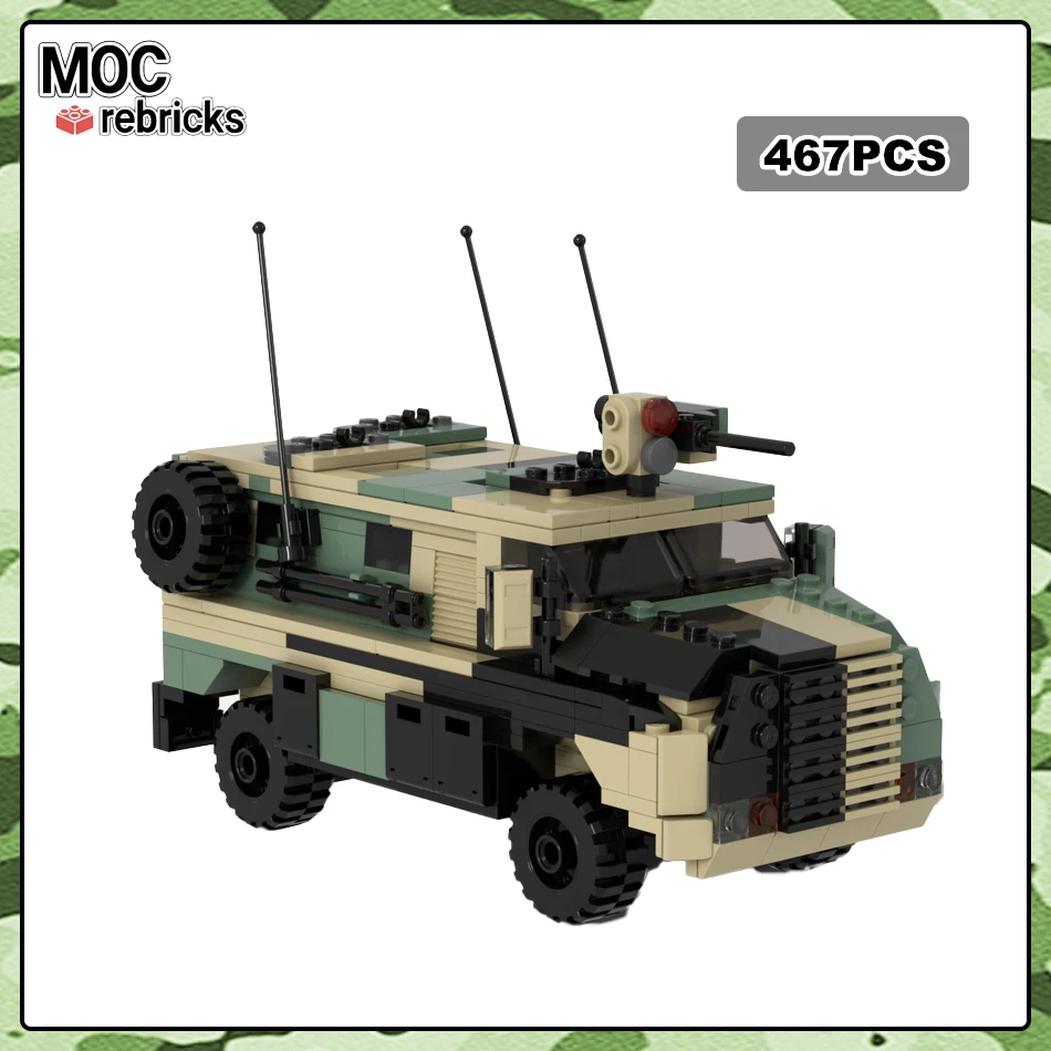 

MOC Military Series Infantry Mobility Lightly Armoured Vehicle Bushmaster Troop Carrier DIY Building Blocks Model Bricks Toys