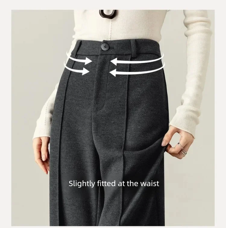 SENTUBILA Damen-Schlaghose 2026 Winter-Wollmischung Fleece-gefütterte Hose Damen Warme Figurformende Mehrfarbige Hose 154KH5839 – Detail 15