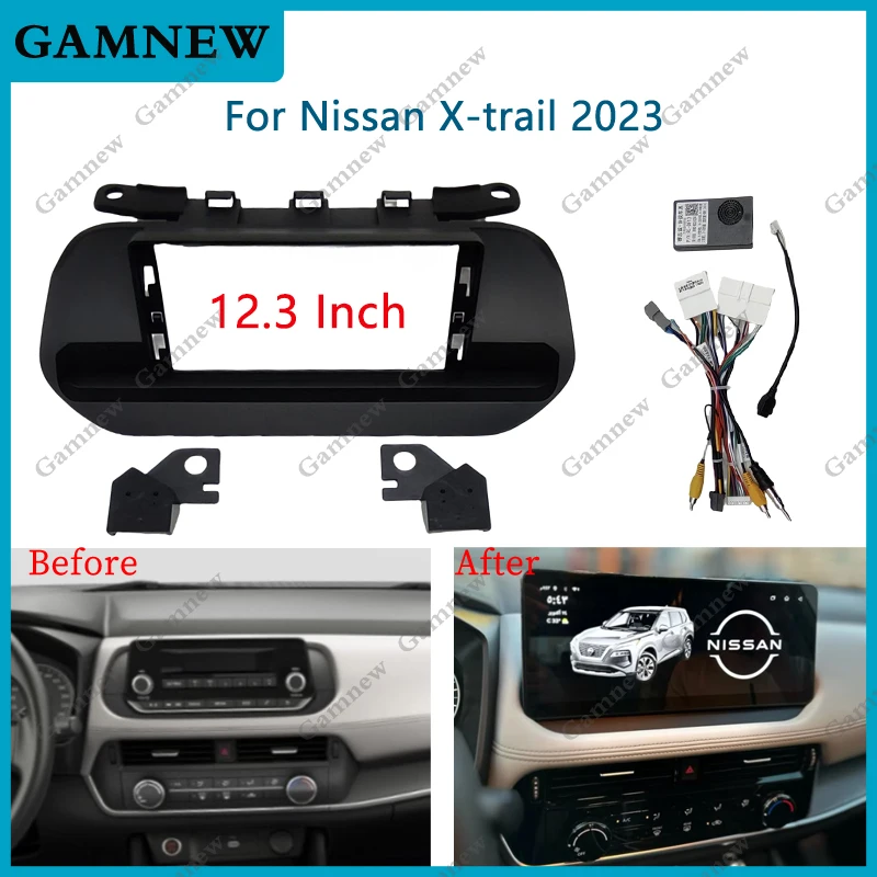 

12.3 Inch Car Frame Fascia Adapter Canbus Box Decoder Android Radio Dash Fitting Panel Kit For Nissan X-trail 2023