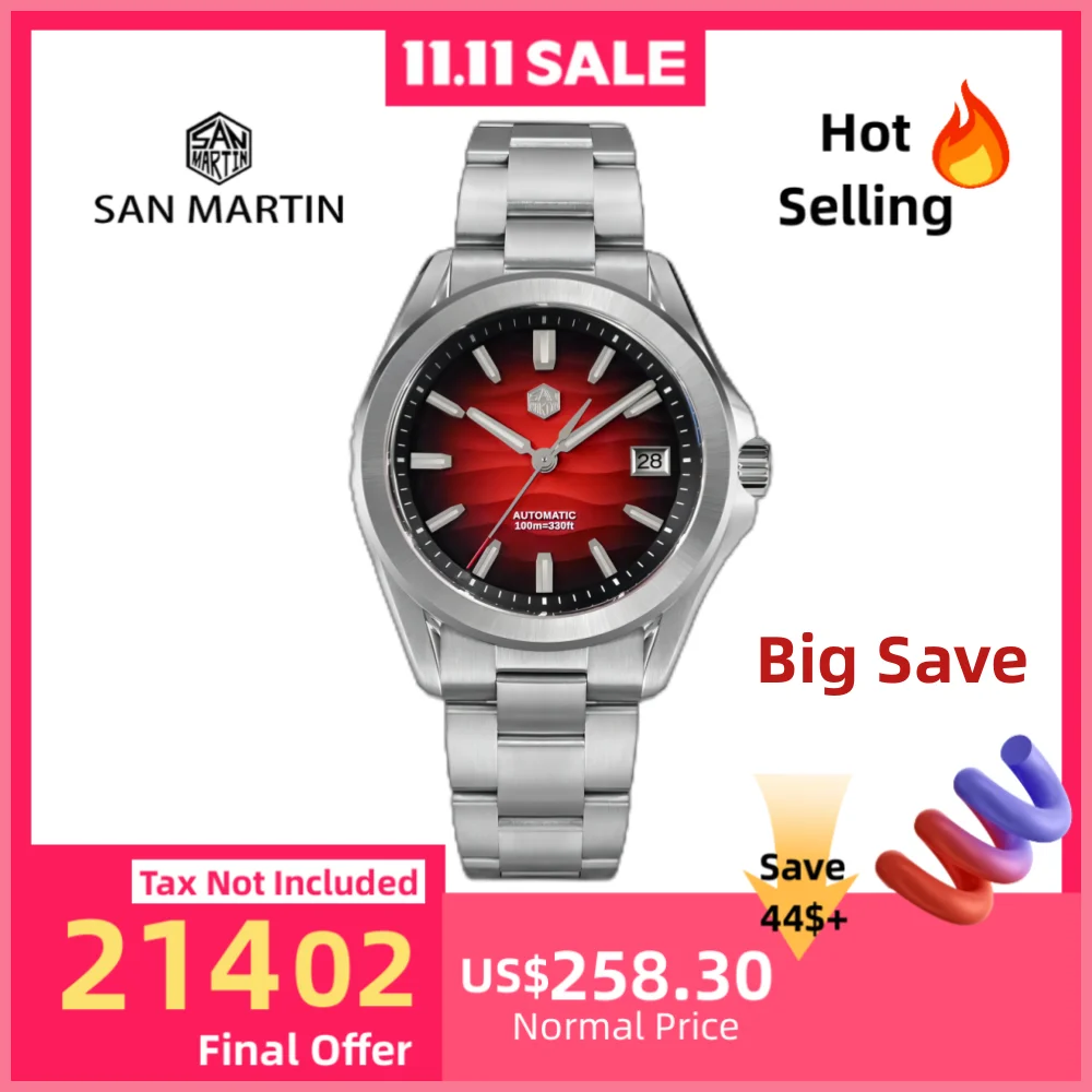 

San Martin 39 мм NH35 Desert Dune Dial мужские автоматические механические часы платье 3H окошко даты водостойкий светящийся сапфир SN0129C