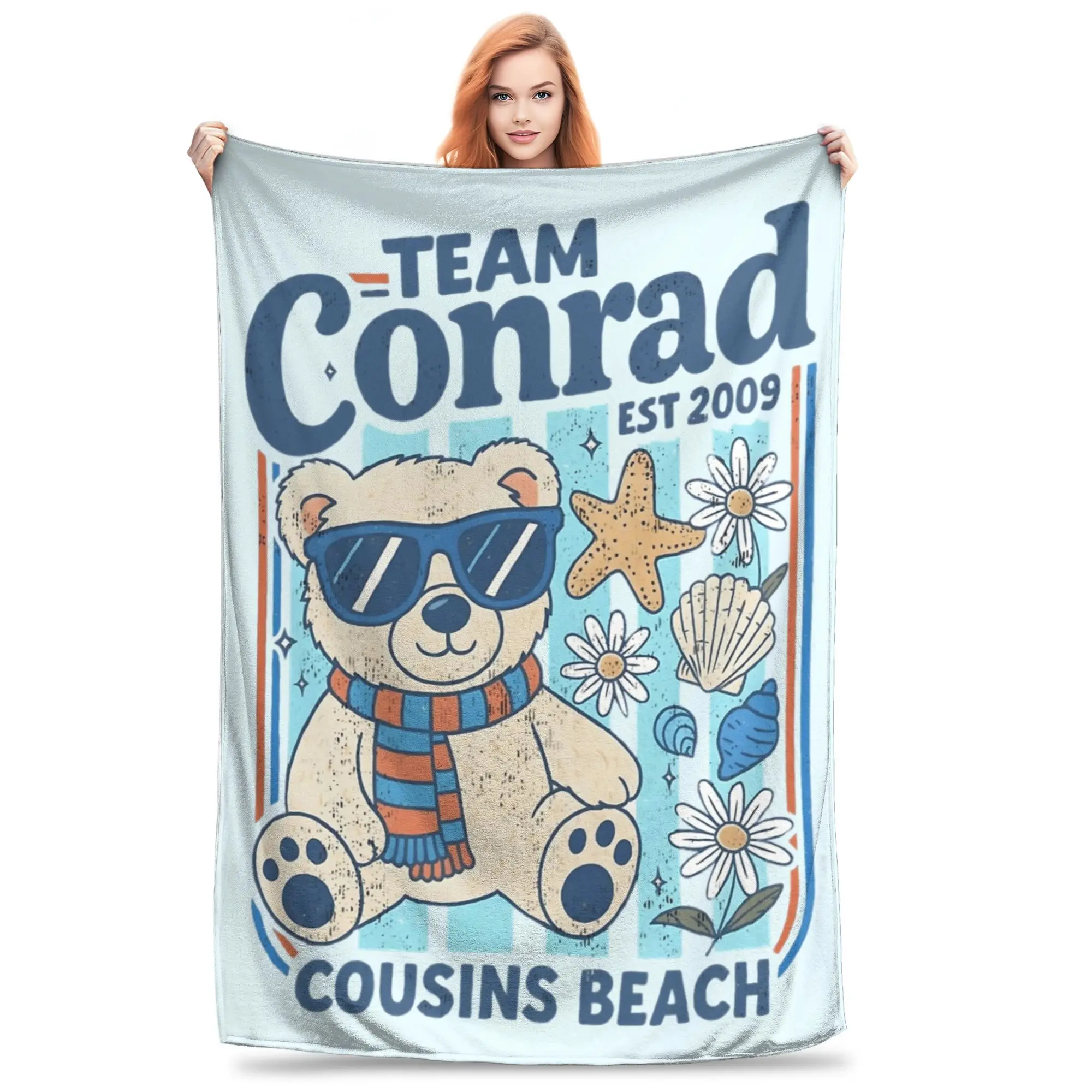 

Team Conrad Cousins Beach Fleece Throw Blanket The summer I Turned pretty Blanket for Sofa Couch Super Warm Bed Rug,