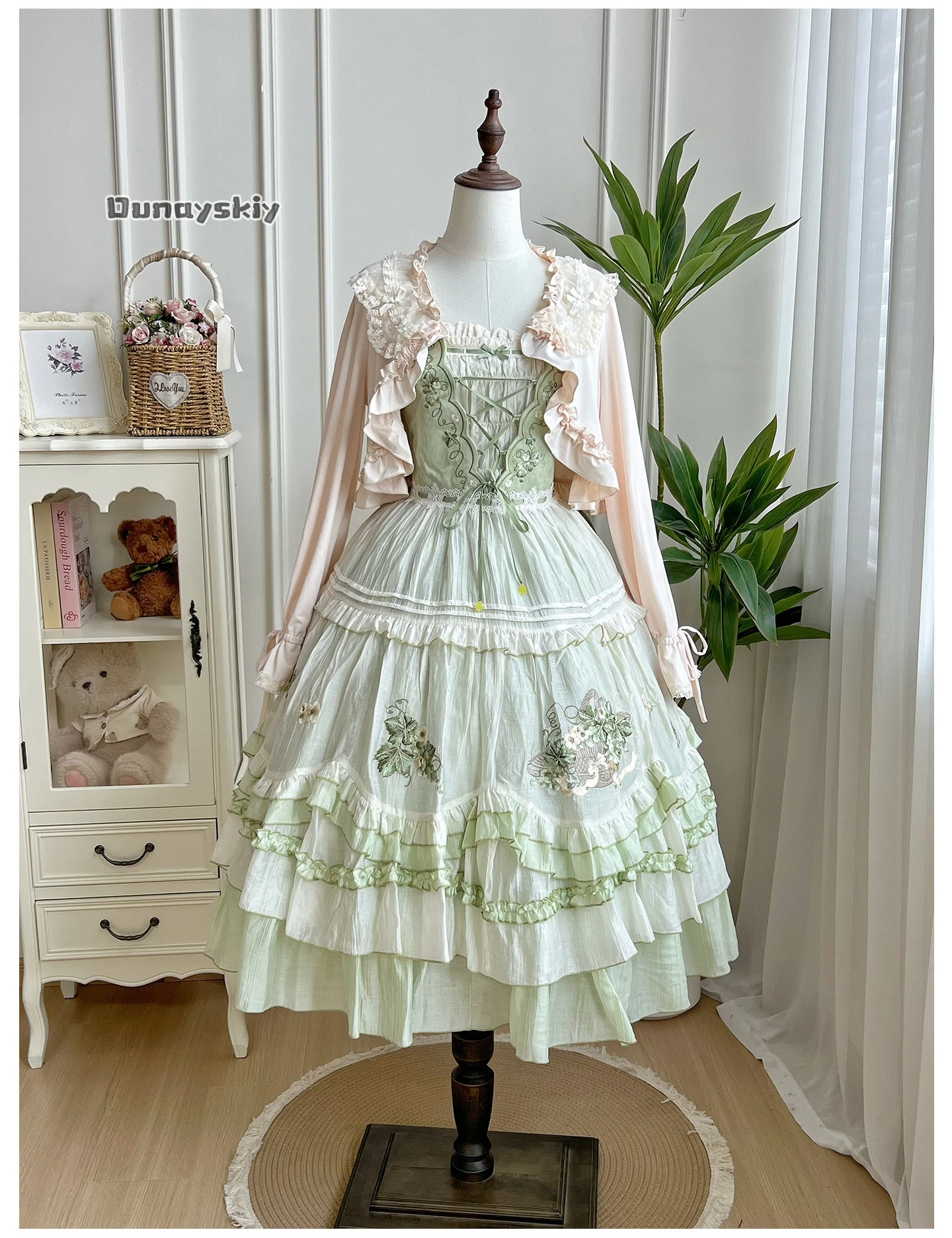 ​​​​​​​​​​​​Rural Style Embroidery Lolita Op Jsk Skirt Accessories Twin Summer Green Grape Dress Jirai Kei Halloween Party​​ view 4