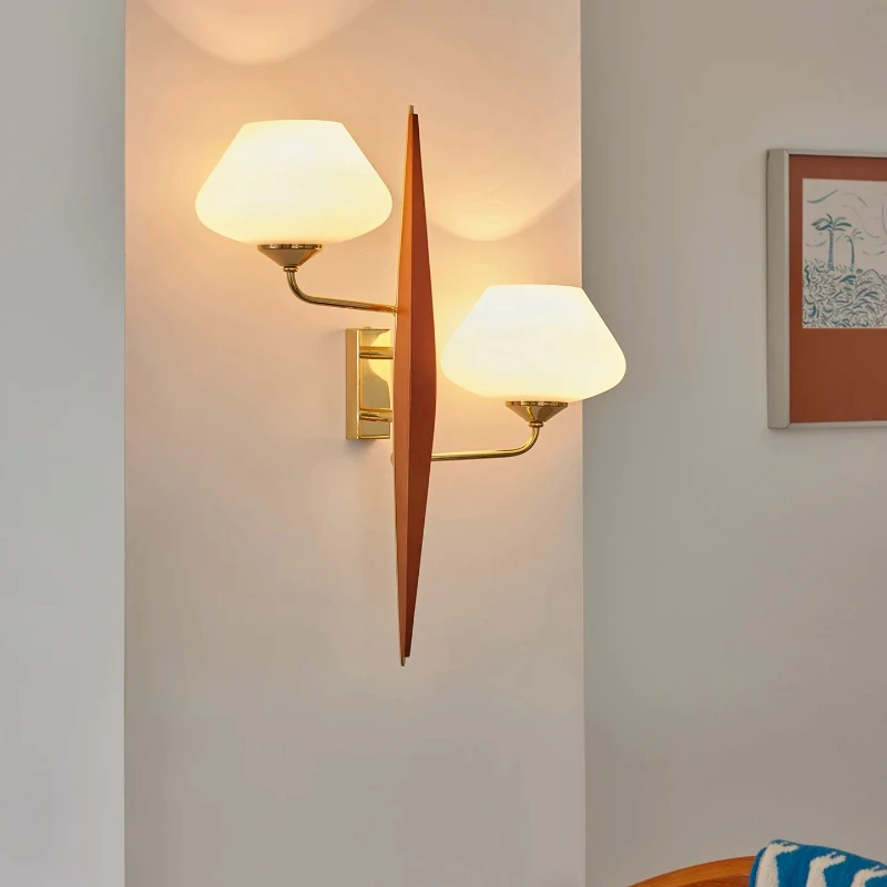 Postmodern Designer Wall Lamps Double-headed Glass Lampshade LED Wall Sconces Luxury Living Room Corridor Background Luminaires