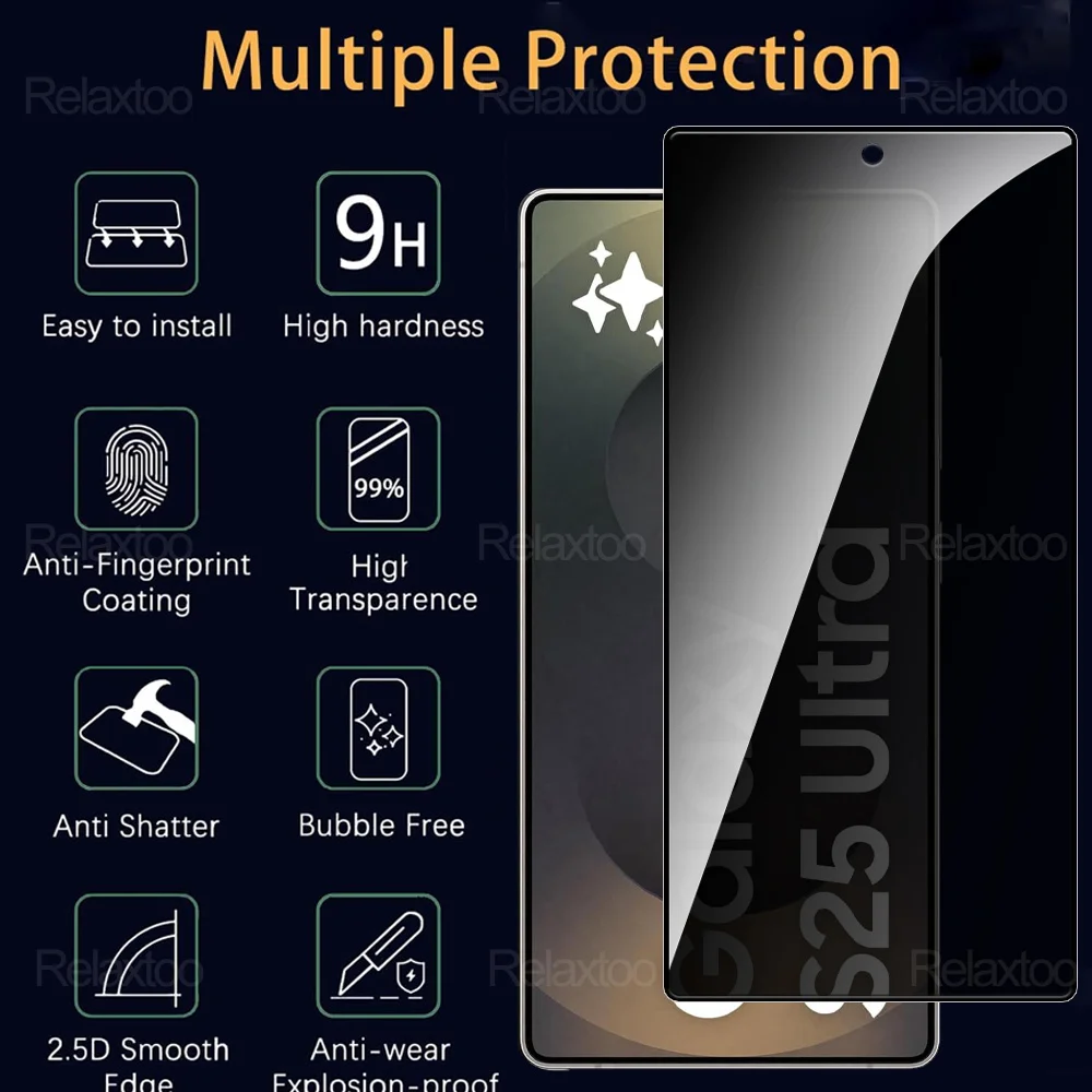 4-1 قطعة الخصوصية الزجاج المقسى لسامسونج غالاكسي S25 الترا S24 زائد مكافحة زقزقة حامي الشاشة المضادة للتجسس فيلم S25Ultra S24Ultra