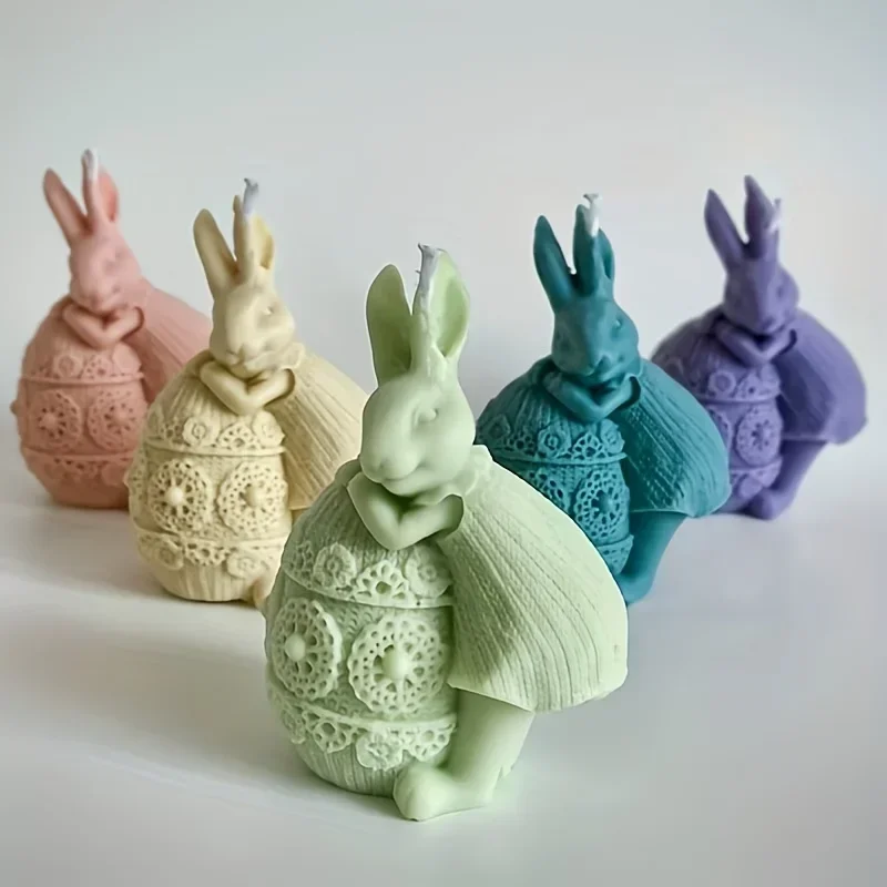 

2026 Top Quality 2 Styles Rabbit Silicone Mold With Egg For Plaster Epoxy Resin Home Decor