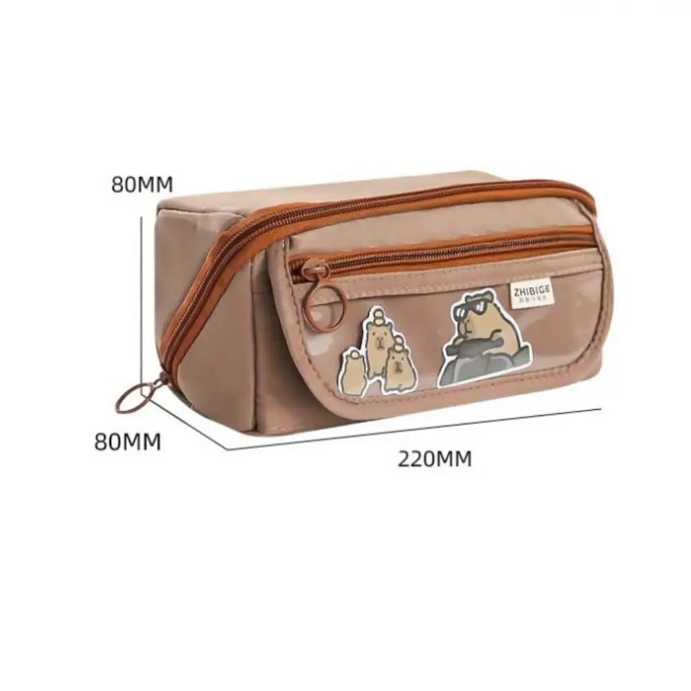 Imagem -06 - Grande Capacidade Capivara Padrão Canvas Lápis Cases Canetas Bonitos Bolsas Zipper Pencil Pouch Papelaria para Estudante Material Escolar