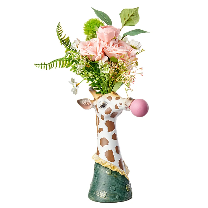 

Vase For Flowers Resin Vases Home Decor Modern Living Room Decoration Table Desktop Panda Giraffe Zebra Flower Vase Ornaments